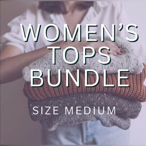 Women's Cozy Knit Sweater/Blouse Bundle - Gray, Orange, Cream Size Medium